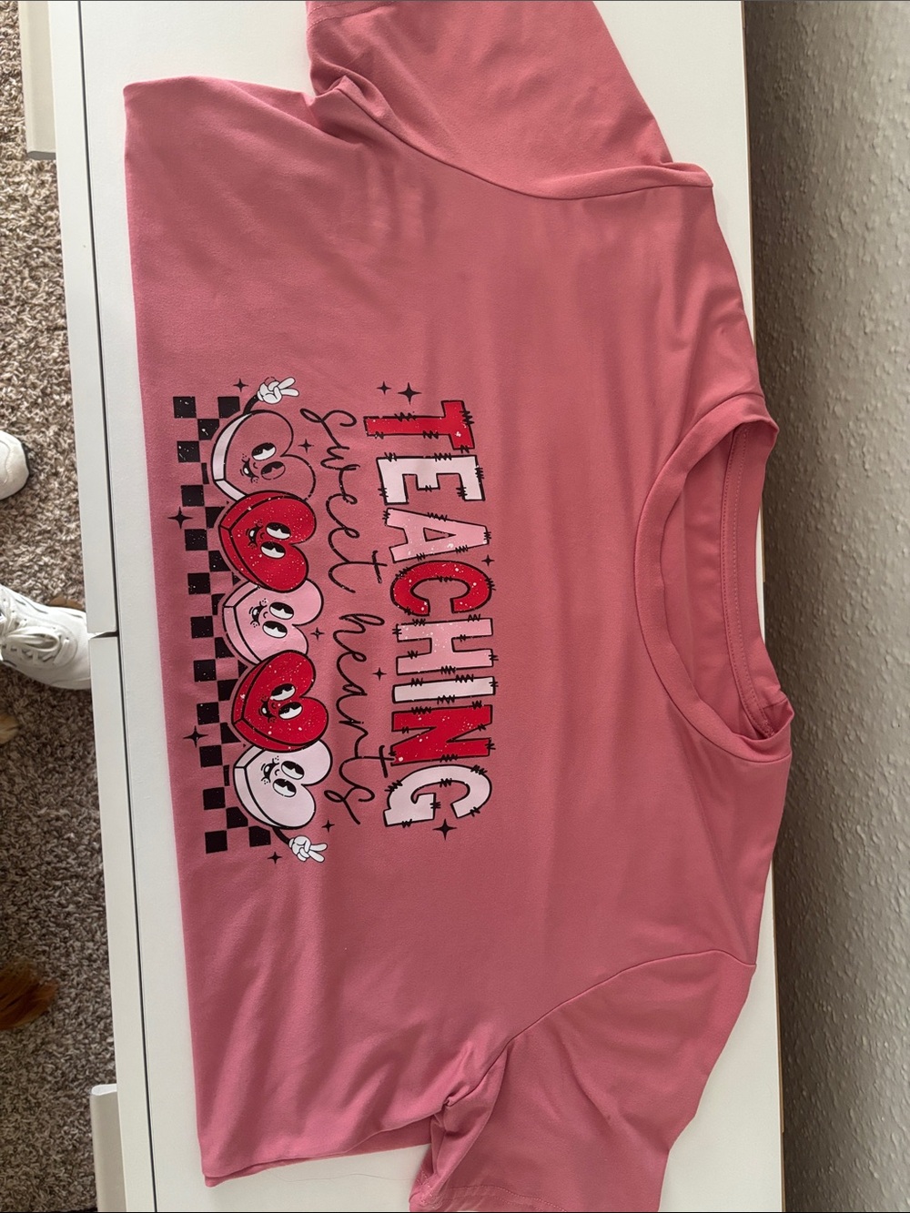 Pink "Teaching Sweet Hearts" Graphic Tee
